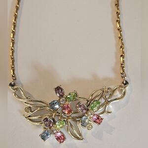 Vintage Kramer New York Tutti Frutti Rhinestone Choker Necklace 15"